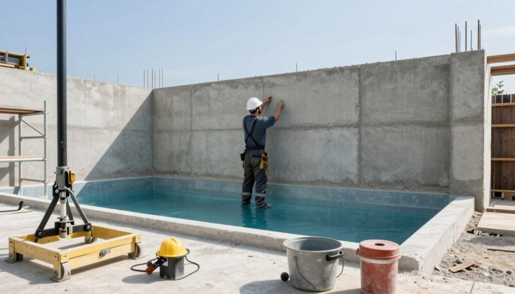 ترميم الهيكل الخرساني للمسبح