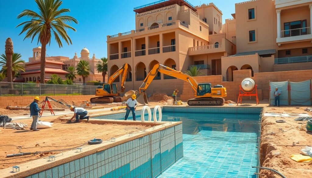 خطوات بناء المسبح مكة