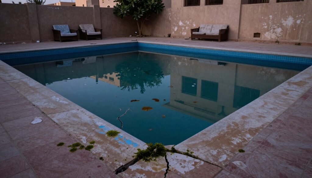 علامات تلف المسبح بحي المرجان